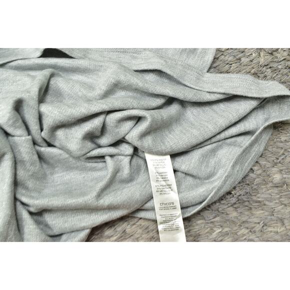 Chico's Size 1 Gray Blouse Women's Top Crew Neck 3/4 Sleeve Solid Elegant - Picture 6 of 8